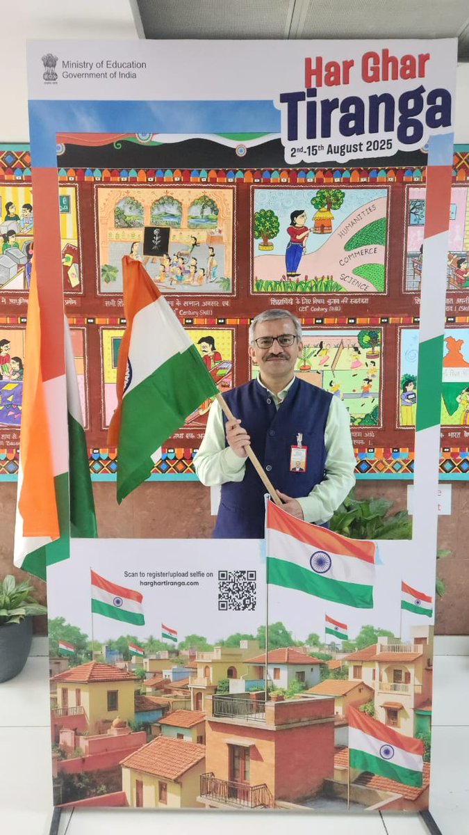 Ministry of Education (@eduminofindia) on Twitter photo Dr. Vineet Joshi, Secretary, Higher Education, proudly joins the nation in celebrating the spirit of #HarGharTiranga, a nationwide movement inspired by the vision of Hon’ble Prime Minister Shri <a href="/narendramodi/">Narendra Modi</a>.
This initiative honours the Tricolour as a symbol of our unity, pride, Dr. Vineet Joshi, Secretary, Higher Education, proudly joins the nation in celebrating the spirit of #HarGharTiranga, a nationwide movement inspired by the vision of Hon’ble Prime Minister Shri <a href="/narendramodi/">Narendra Modi</a>.
This initiative honours the Tricolour as a symbol of our unity, pride,