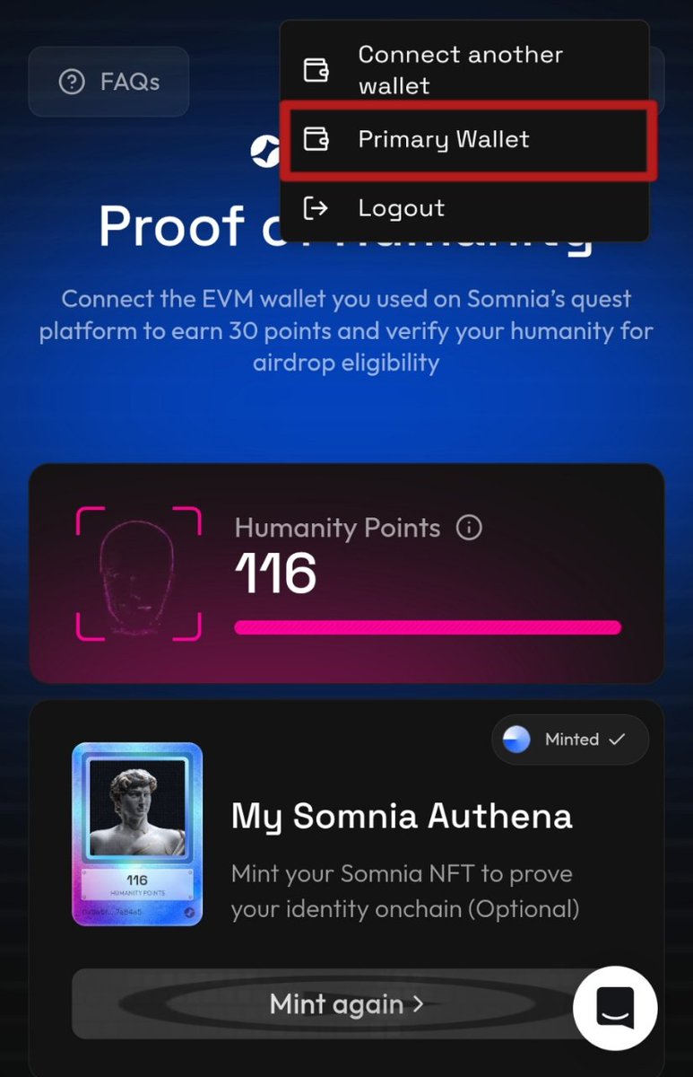 maurya_che24598's tweet photo. .@Somnia_Network with Authena PoH ends today!
Got multiple wallets Connected with @Authena_xyz?
Ensure your primary wallet matches your Somnia Testnet wallet and complete 30+ POH points to be eligible at TGE
Don’t miss out
Stay with Somnia💙💜
#SomniaTestnet #Authena #Web3 https://t.co/fyMrSfVBFo
