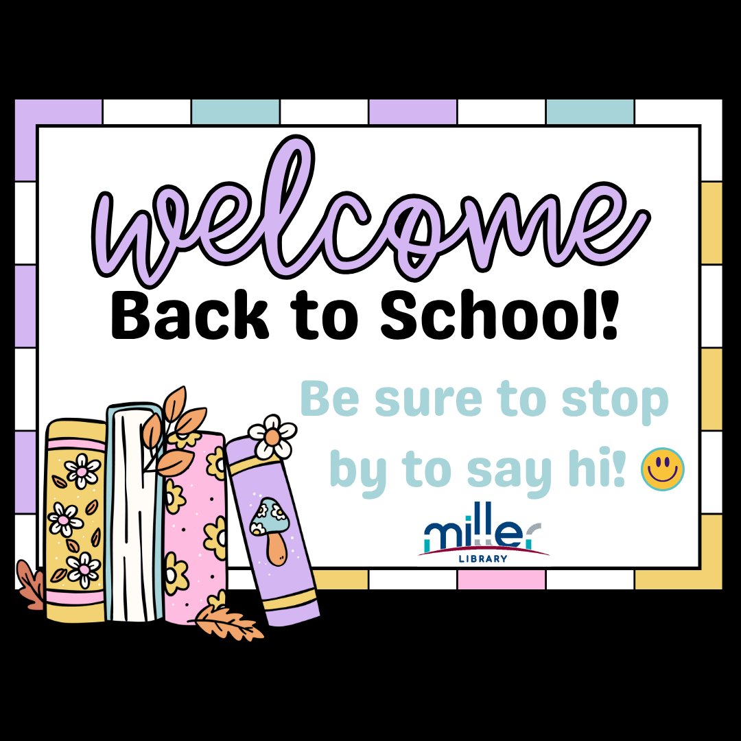 I can't wait to see you in the Miller library! Be sure to stop by to say hi today &amp; check out your first book of the year! 🥳 Have a great first day!!
