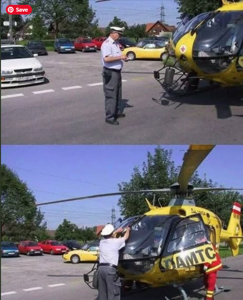 TvCondy's tweet photo. Evropska beda v eni sliki. Helikopter, ki rešuje življenja, dobi kazen. Zakaj? Ker je parkiran "napačno". Ne glede na nujnost, ne glede na okoliščine — pravila so pravila, pravijo birokrati.  Evropska unija je postala simbol brezdušne birokracije, kjer zdrava pamet nima več mesta https://t.co/q9ALfsvgeQ