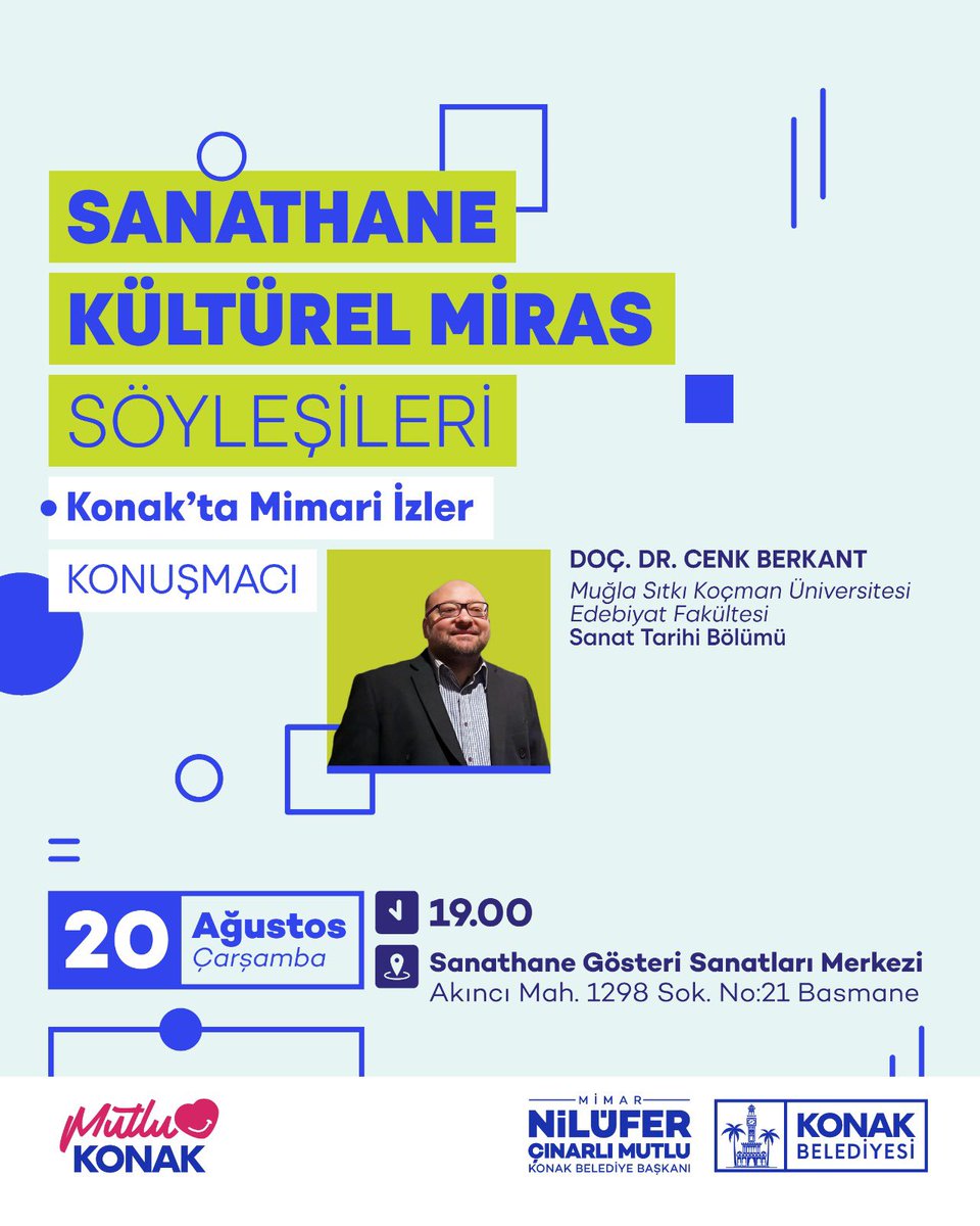 Sanathane’de Kültürel Miras Söyleşileri Devam Ediyor!

Doç. Dr. Cenk Berkant ile Geç Osmanlı – Erken Cumhuriyet Dönemi’nde Avrupalı mimarların İzmir’de bıraktığı izleri konuşuyoruz. Saat Kulesi’nden Alsancak Katolik Kilisesi’ne, Ayşe Mayda Köşkü’nden kaybolmuş İtalyan Kız