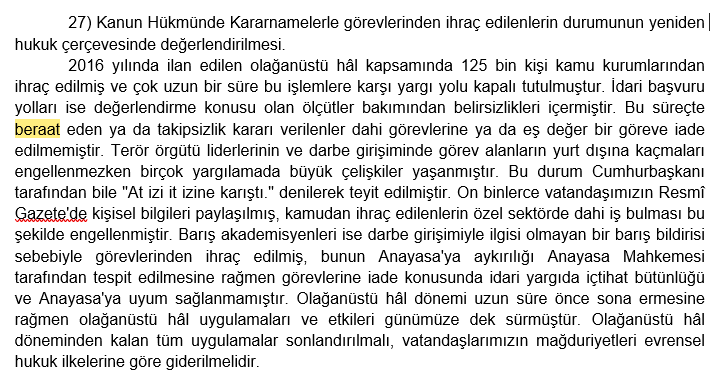 KHKTVYeni's tweet photo. CHP'nin komisyona sunduğu KHK'lılarla ilgili olan 27. madde;

"Olağanüstü hâl döneminden kalan tüm uygulamalar sonlandırılmalı,vatandaşlarımızın mağduriyetleri evrensel hukuk ilkelerine göre giderilmelidir." https://t.co/MuOl3lc9Z0