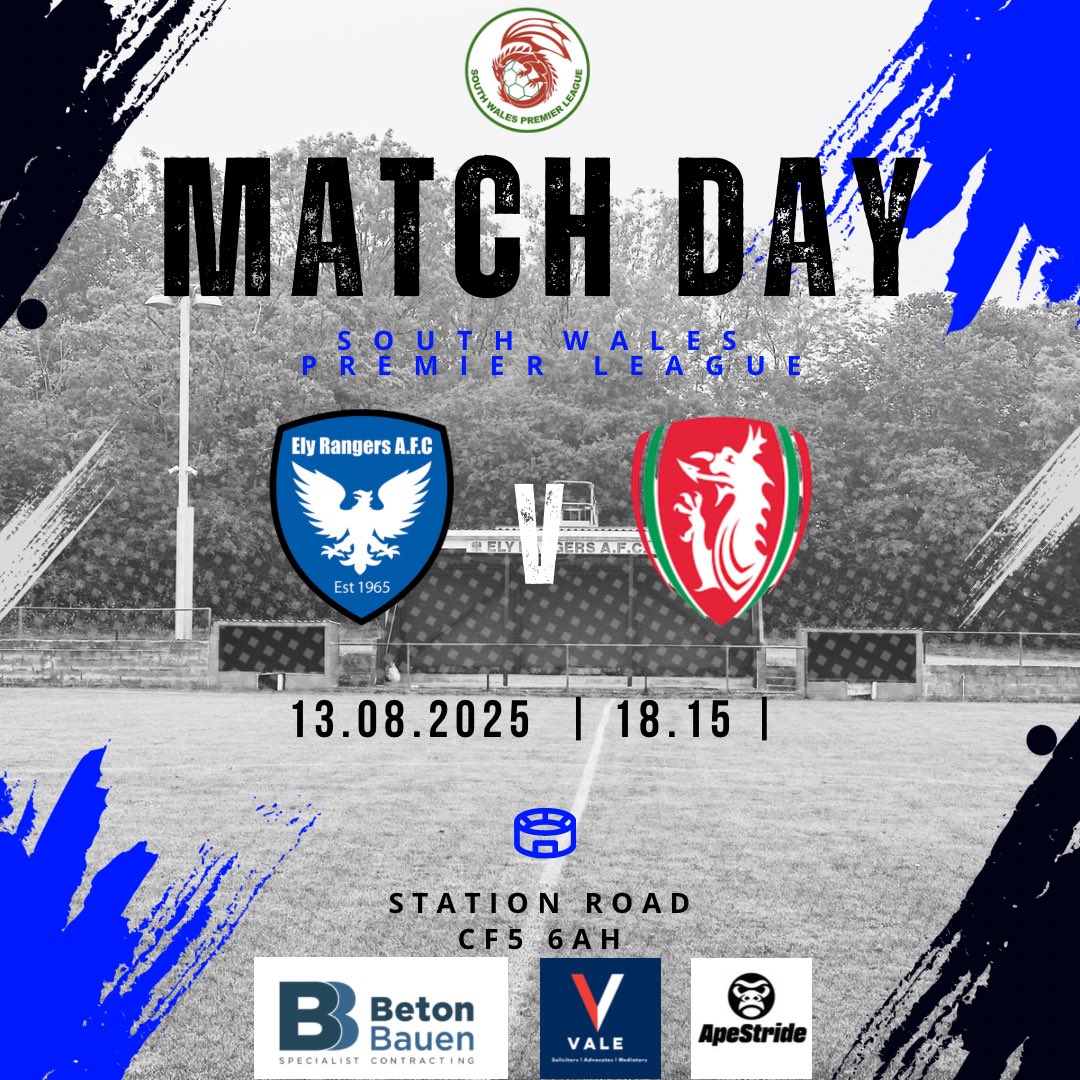 📅 Next Up | First League Home game of the Season 

🏆 South Wales Premier League
🆚 Clwb Cymric
🏟️ Station Road
📍 CF5 6AH
📅 Wednesday 13th August 2025
⏰ Kick Off 18:15pm
🎟️ £3 Entry (Under 16’s Free)
🍺 Bar open 18:00

#southwalespremier #elyrangers #football