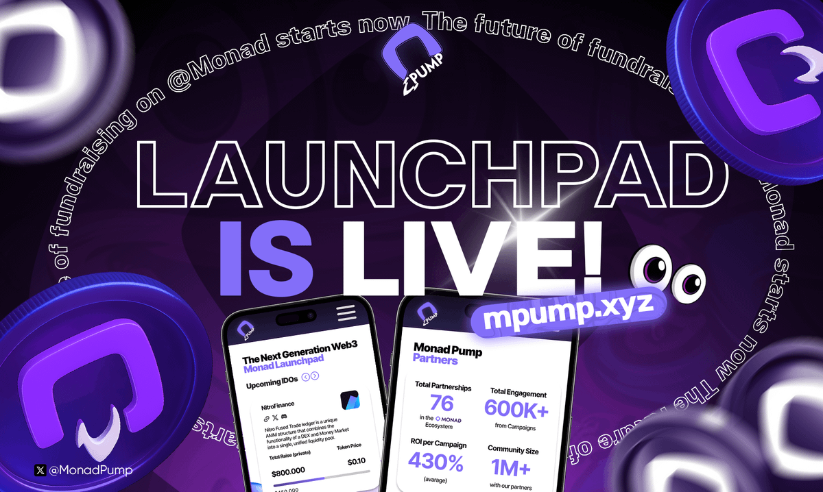 Mpump.xyz (@mpump_xyz) on Twitter photo ⏳ 20 HOURS LEFT
😱 Launchpad <a href="/MonadPump/">Monad Pump</a> goes LIVE!
The future of fundraising on @Monad is almost here⚡
To celebrate - we’re dropping 100 MON among those who: ❤️+🔁+💬 Drop wallet
🚀 Countdown’s ticking. Let’s pump 👉 mpump.xyz ⏳ 20 HOURS LEFT
😱 Launchpad <a href="/MonadPump/">Monad Pump</a> goes LIVE!
The future of fundraising on @Monad is almost here⚡
To celebrate - we’re dropping 100 MON among those who: ❤️+🔁+💬 Drop wallet
🚀 Countdown’s ticking. Let’s pump 👉 mpump.xyz