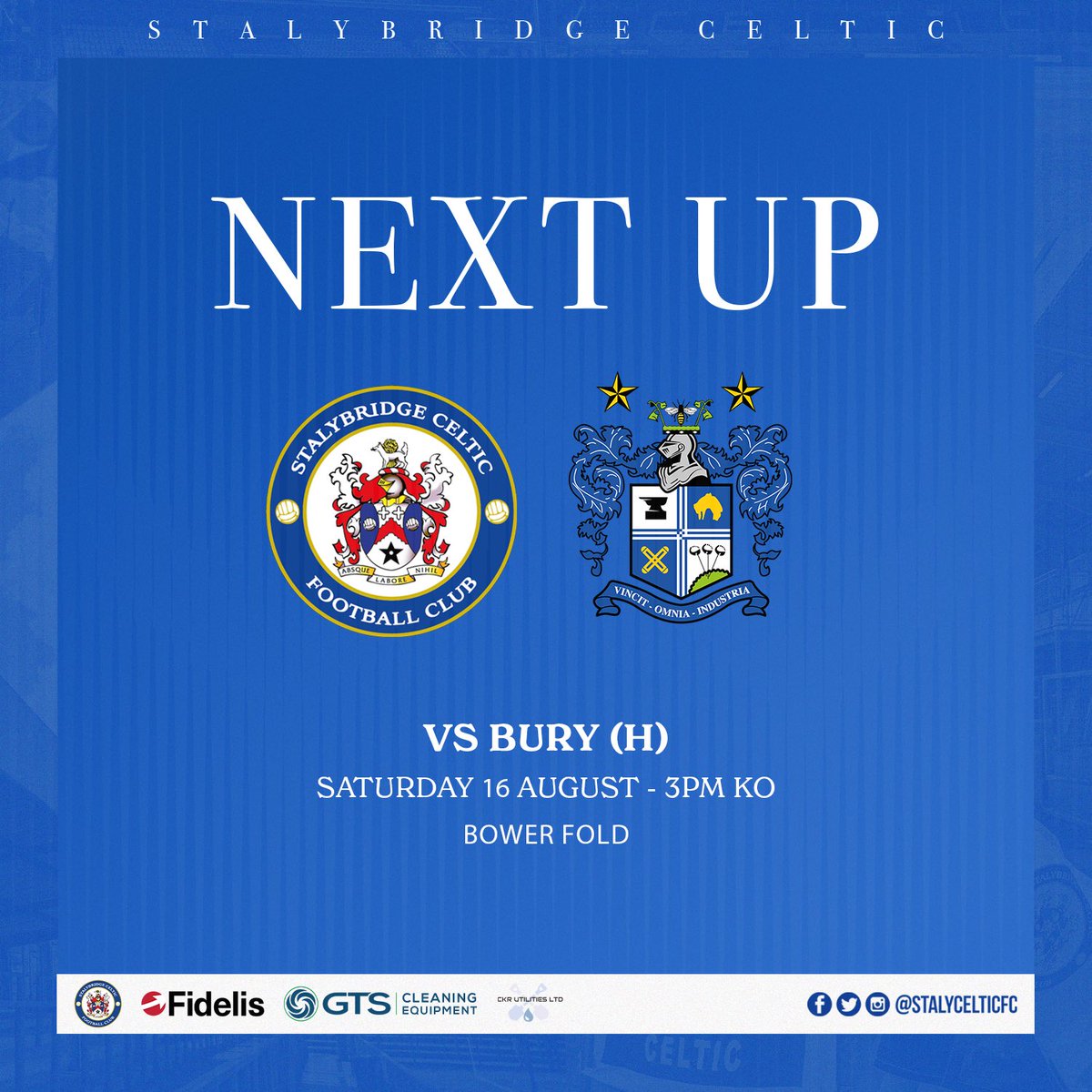 Our second game this week sees <a href="/buryfcofficial/">Bury Football Club</a> visit Bower Fold in the <a href="/EmiratesFACup/">Emirates FA Cup</a> on Saturday! 🏆

This game is all ticket. Please ensure you purchase in advance. 

Buy here: shorturl.at/IfOIw