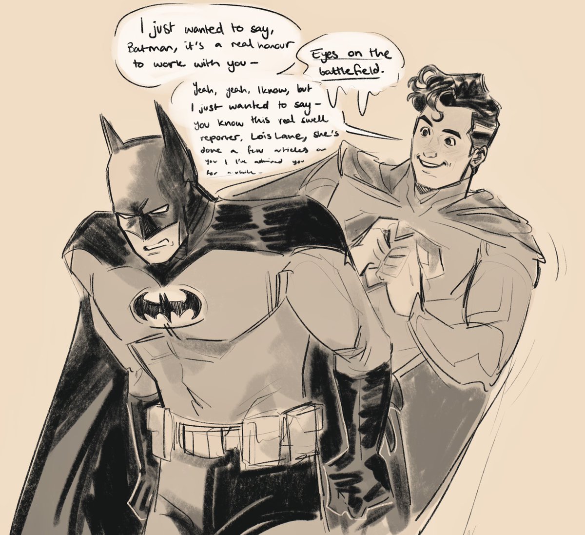 noodles_and_tea's tweet photo. That clip of David wanting to be in the Batman movie makes me think of how excited superman will be to finally team up with the caped crusader 😭 https://t.co/6sameV8RKz