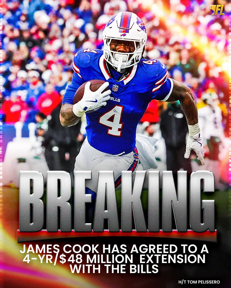 Fantasy Life (@mbfantasylife) on Twitter photo James Cook and the Bills have agreed to a 4-yr/$48 million contract extension, with $30M guaranteed, per <a href="/TomPelissero/">Tom Pelissero</a>.
Cook returned to practice on Tuesday — after sitting out for "business" reasons since Aug. 3rd. The RB will now make $12M/yr.
Are you drafting the 2x Pro James Cook and the Bills have agreed to a 4-yr/$48 million contract extension, with $30M guaranteed, per <a href="/TomPelissero/">Tom Pelissero</a>.
Cook returned to practice on Tuesday — after sitting out for "business" reasons since Aug. 3rd. The RB will now make $12M/yr.
Are you drafting the 2x Pro