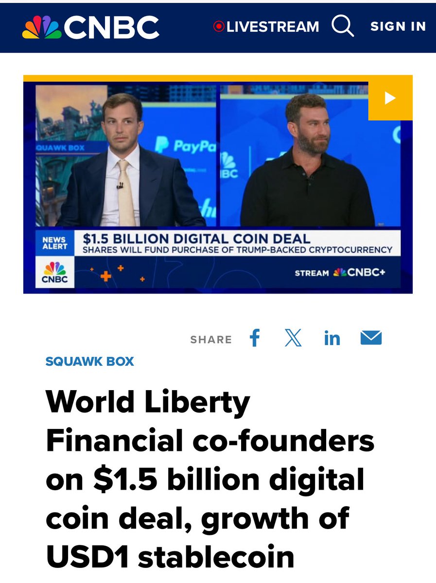Zach Witkoff, WLFI co-founder and new <a href="/ALT5_Sigma/">ALTS</a> Chairman, and Zak Folkman, WLFI co-founder and new ALT5 Sigma Board Observer, were interviewed on <a href="/CNBC/">CNBC</a>'s "Squawk Box." They discussed World Freedom Finance's use of ALT5 Sigma to raise $1.5 billion to purchase WLFI tokens, the