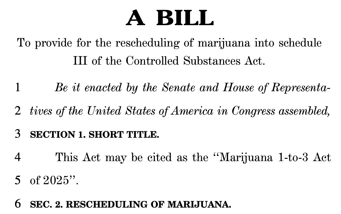NEW: Rep. Greg Steube (R-FL) filed the Marijuana 1-to-3 Act in Congress, which would move marijuana to Schedule III as President Donald Trump separately considers an administrative process to reschedule cannabis.

marijuanamoment.net/gop-congressma…