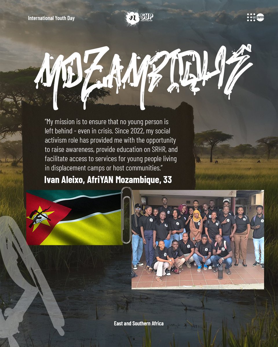 UNFPA_SYP's tweet image. In 🇲🇿, many young people are acting as agents of change, leading action and driving innovation to address pressing issues like climate crisis &amp;amp; persistent gender inequities. Their #LocalActions are changing lives. 
#IYD2025
@UNFPAMocambique 
@AfriYANESA