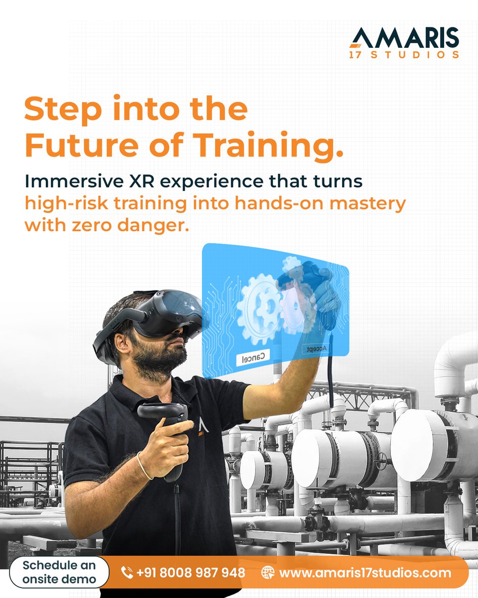 Amaris17Studios's tweet photo. Transform high-risk learning into hands-on mastery with our immersive XR experiences - where safety meets realism.
Explore @Amaris17Studios
info@amaris17studios.com |  https://t.co/aTqXPqs1Gd | +91 80089 87948

#immersivetraining #vr #virtualrealitytraining #amaris17studios https://t.co/7vwvtELxFF