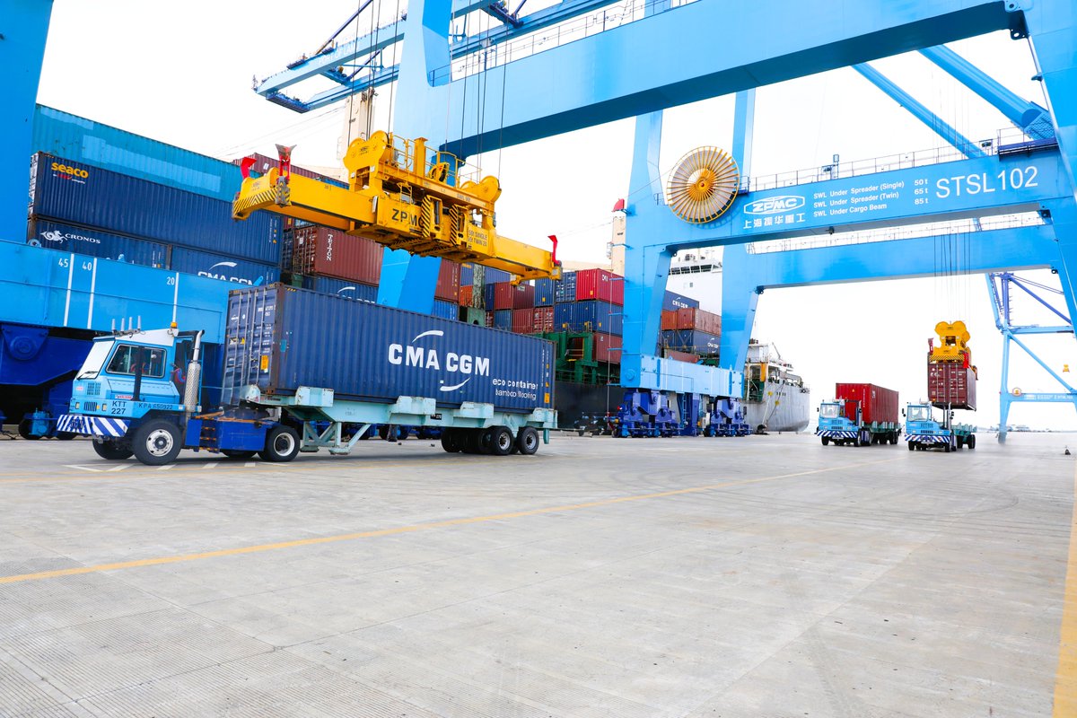 Kenya_Ports's tweet photo. A fleet of ten container ships is set to call the Port of Lamu in a fortnight, marking the busiest stretch yet for the facility’s transshipment business.

The surge, led by French shipping giant CMA CGM, delivers on the company’s pledge to increase calls at Kenya’s newest deep-water port as it seeks to anchor Lamu’s role in regional trade.

CMA CGM’s MV Lobivia this morning sailed to the Port of Lamu from the Port of Mombasa laden with 592 containers, which will be transshipped to Zanzibar via yet another first caller, MV Gulf Express, expected to dock in Lamu later today.

KPA's General Manager Port of Lamu Capt. AbdulAziz Mzee, noted that vessel traffic is at an all-time high when he received MV Lobivia.

According to the GM, more shipping lines have expressed interest in bringing ultra-large vessels to the Port of Lamu, pointing to the growing popularity of the modern facility whose berths span 400 metres with a wide turning basin.

Following the historic call of MV Nagoya, the longest ever vessel to dock in an East African port with a length overall of 335 metres last week, and 299-metre-long MV Tolten the week earlier, Lamu is witnessing an unprecedented rise driven by its strategic location and superior infrastructure.

As a strategy to complement the growing business demand, Kenya Ports Authority is advancing the acquisition of more modern equipment to further position the port, whose role in opening the country’s Lamu Port South Sudan Ethiopia transport corridor is critical.

Master of the vessel Captain Victor Bushyn who piloted the vessel to Lamu received a certificate of first call marking the maiden voyage of Lobivia to Lamu.
@SDoT_Kenya 
@TransportKE