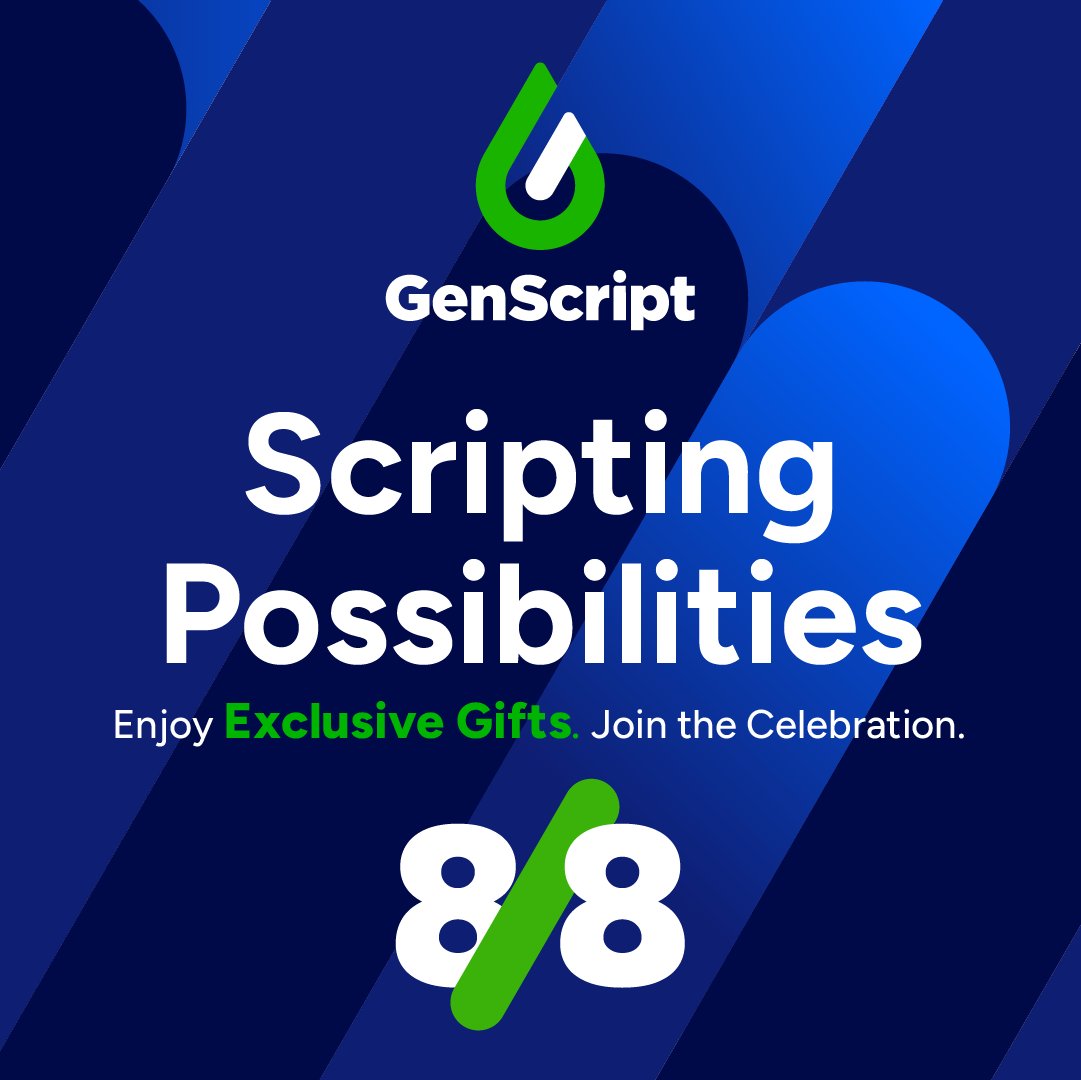GenScript's tweet image. ✨ Celebrate a new era with us. 𝗘𝗻𝗷𝗼𝘆 𝗲𝘅𝗰𝗹𝘂𝘀𝗶𝘃𝗲 𝗿𝗲𝘄𝗮𝗿𝗱𝘀!
📅 From August 8 – October 8, 2025, place your orders and redeem exclusive rewards!
🎉 Redeem Now → bit.ly/4mkyz24
#GenScript #ScriptingPossibilities #GenScriptDay #Biotech #Promotion