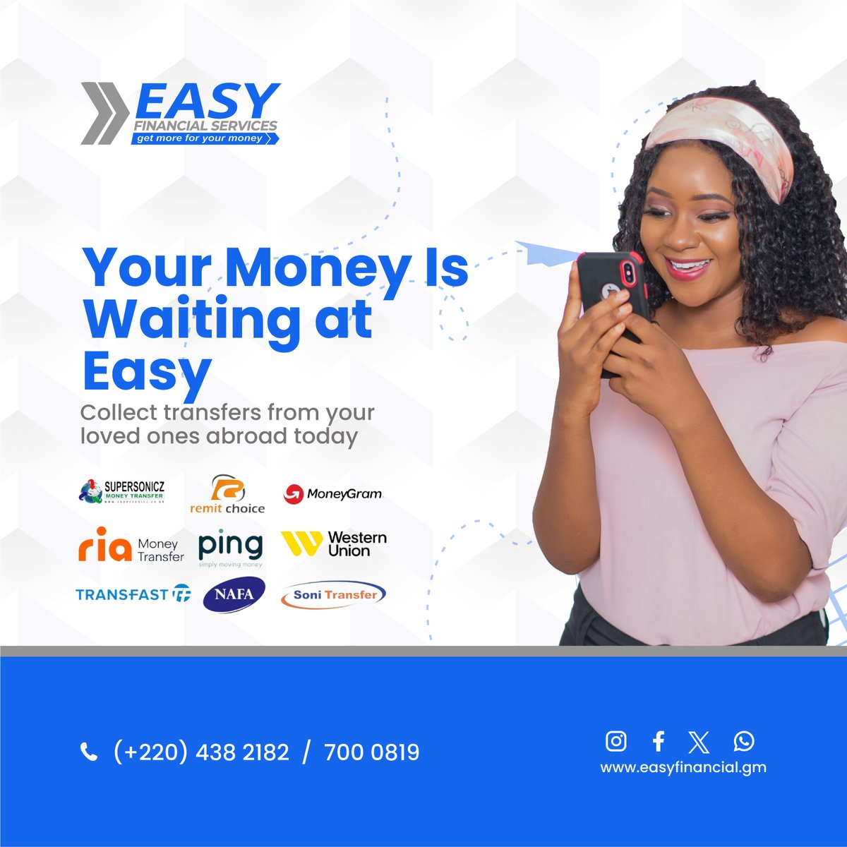EasyFinancialgm's tweet photo. 💸 Your money from loved ones abroad is ready for you! Receive your transfer quickly and easily. Visit any Easy Financial branch today! #TheEasyWay https://t.co/5YUHj6ZDK8