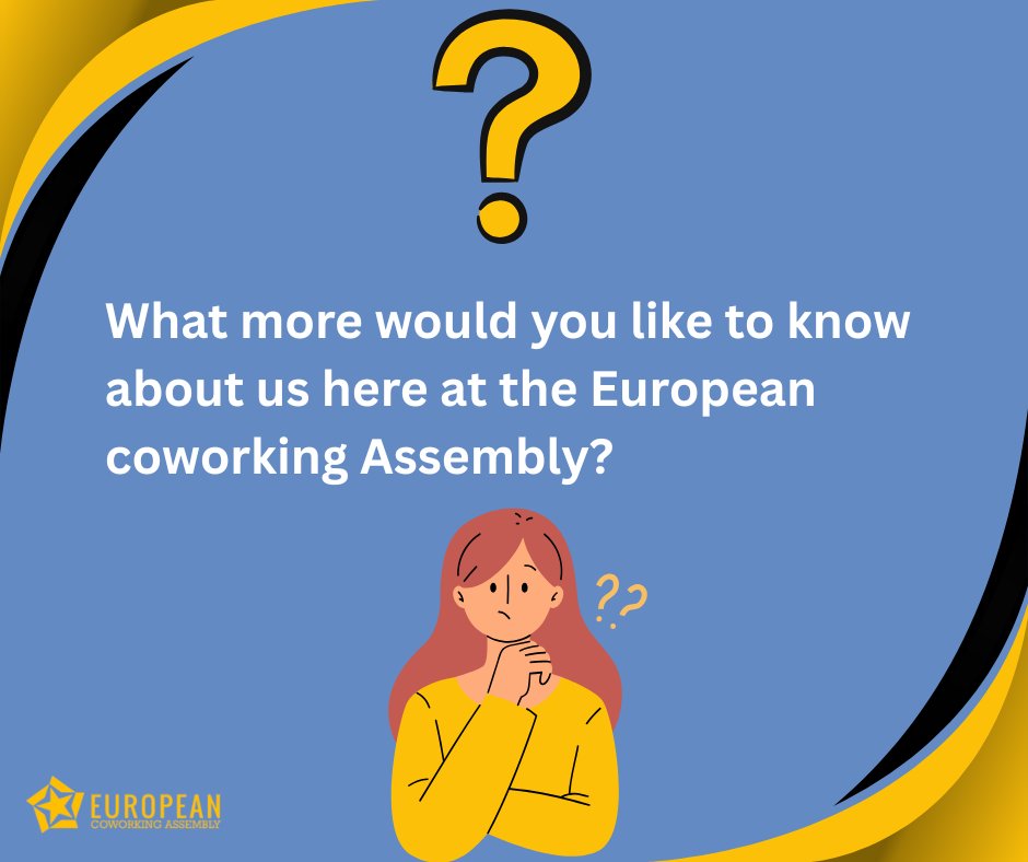 CoAssemblyEU's tweet image. What more would you like to know about us here at the European coworking Assembly?
DM us or let us know in the comments.
#ECA #coworking #coworkingspaces #assembly #community