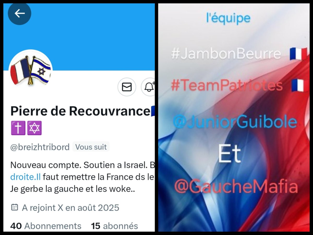 🇨🇵 Dédé 🇫🇷♿ (@juniorguibole) on Twitter photo INFO🚨Merci de partager !🚨
Mes amis patriotes🇨🇵
Victime de la bien-pensance
notre ami <a href="/breizhtribord/">Pierre de Recouvrance🇫🇷🇮🇱✝️✡️</a> 👍
A besoin de vous ! Son compte a sauté !😖
Merci de vous abonner à lui pour l'aider à reconstituer sa TL!🙏
Merci n'oubliez pas ! 😉
Tous ensemble nous sommes plus INFO🚨Merci de partager !🚨
Mes amis patriotes🇨🇵
Victime de la bien-pensance
notre ami <a href="/breizhtribord/">Pierre de Recouvrance🇫🇷🇮🇱✝️✡️</a> 👍
A besoin de vous ! Son compte a sauté !😖
Merci de vous abonner à lui pour l'aider à reconstituer sa TL!🙏
Merci n'oubliez pas ! 😉
Tous ensemble nous sommes plus