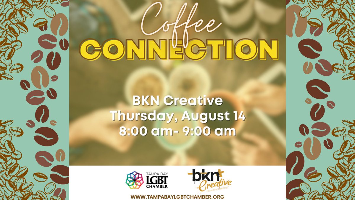 TOMORROW is our August Coffee Connections at bknCreative! Come join us for a chance to network, catch up, and enjoy a cup of coffee on us! What are you waiting for? Register now before it's too late! ow.ly/tSPe50WEXqP