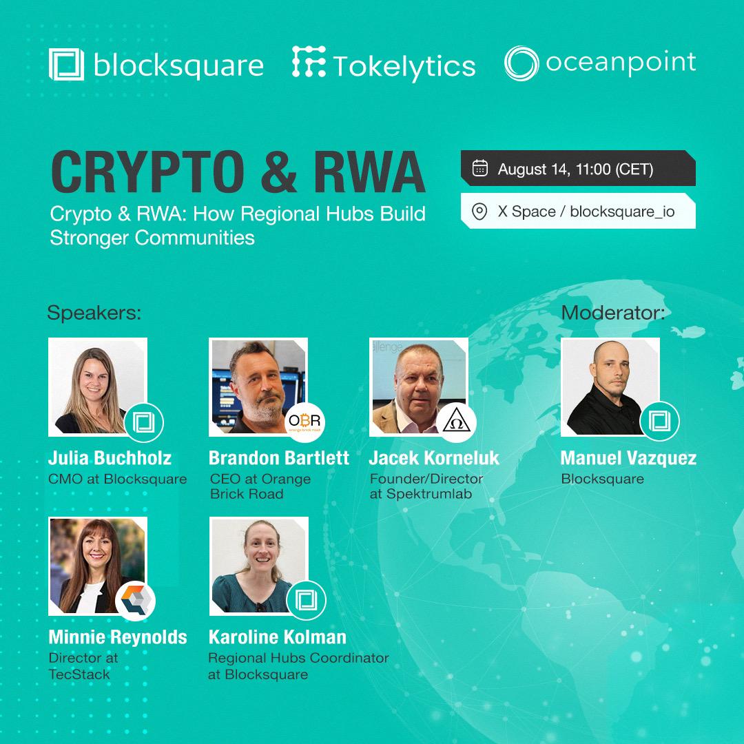 Crypto + RWA = The Future

Where blockchain tokens meet real-world assets — and regional hubs drive global adoption.

🗓 Aug 14 | 11:00 CET
🎙 Live on X Spaces: How crypto tokens power #RWA &amp; how local hubs scale the movement.

Join 👉 x.com/i/spaces/1dRJZ…

Featuring