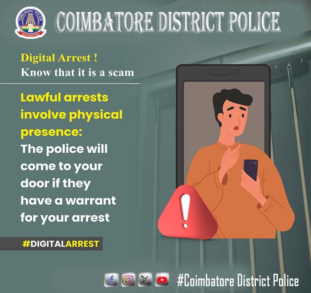 Cbe_Dist_Police's tweet image. #tnpolice
@TNPoliceWstZone  
@tnpoliceoffl  #Police #inbox #spam #onlinesafety #scamalert #awareness #cybercrime #coimbatore #safety #kovai #covai #socialmedia #click #link #vishingattack #phishing #passwords #malware #spyware #keylogger #virus #email #digitalarrest #warrant