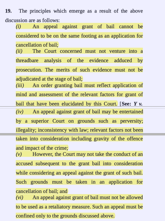 CiteCase's tweet photo. #SupremeCourt summarizes principles to be applied while considering an appeal against grant of bail : https://t.co/7kt62oGdzp