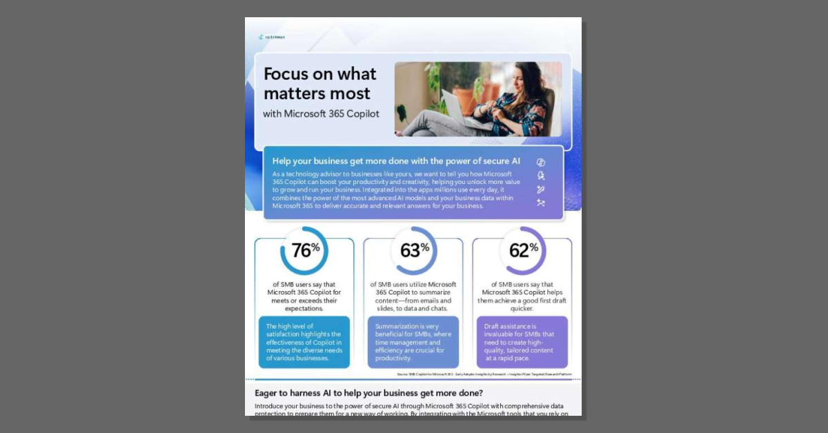 SMBs are getting real value from secure #AI. 📈 See why 76% say Microsoft 365 Copilot meets or exceeds their expectations. stuf.in/bgwp7e