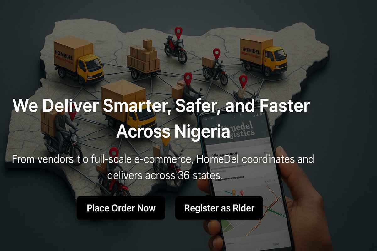 Every delivery is a handshake between your business and your customer.
I just make sure it’s a firm, reliable one — anywhere in Nigeria.

#HomeDelLogistics #WeDeliver