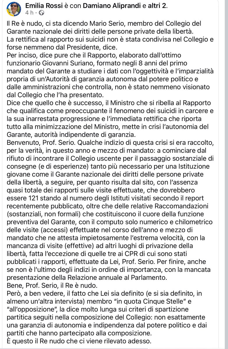 Ormai non c’è da saper più nulla sul Garante nazionale dei detenuti. 

È stato scelto per due terzi dalla maggioranza per affossare il lavoro del precedente collegio (che aveva costruito da zero l’istituto) e per omettere, sussurrare, celare. Una volta che d’agosto esce per