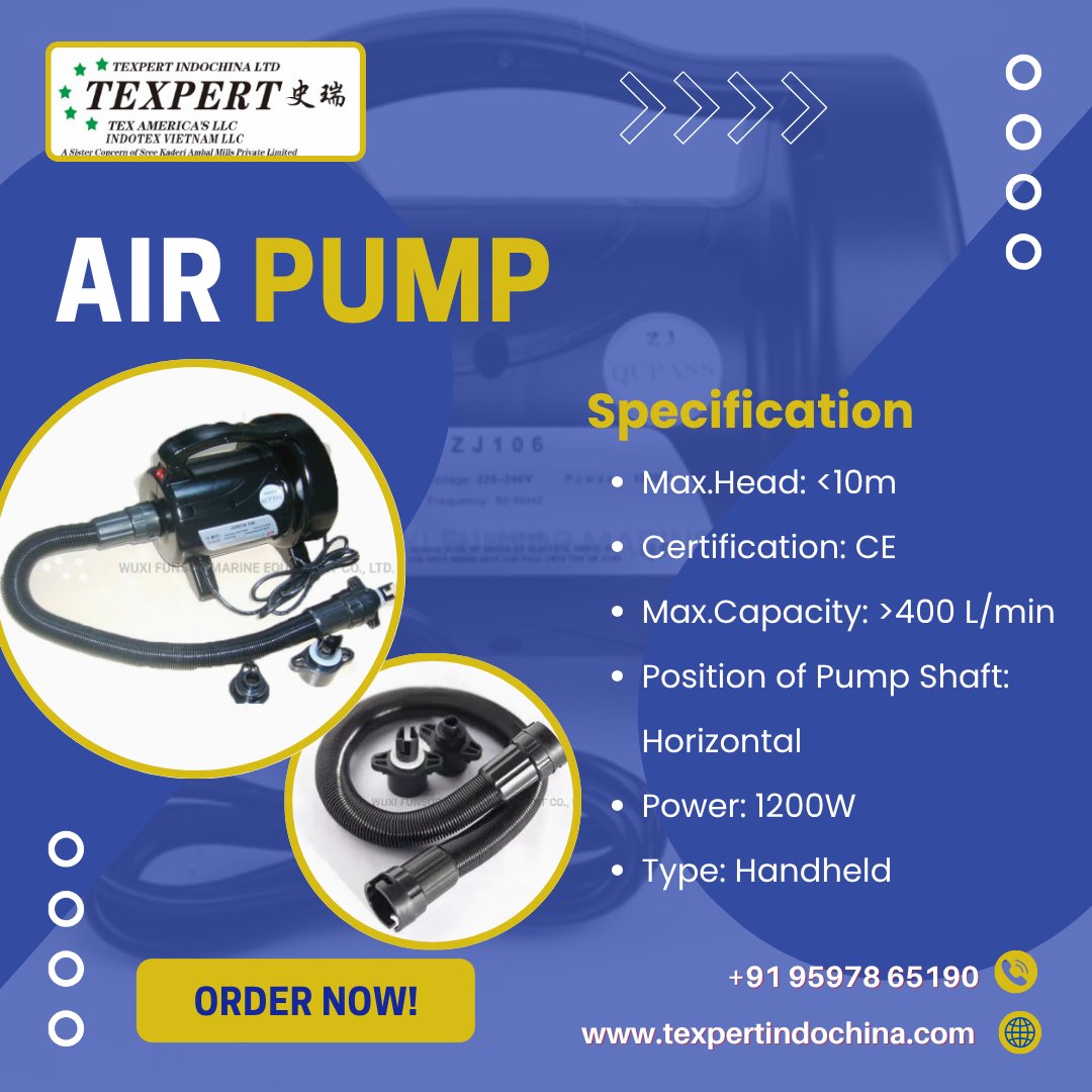 Texpert_Officia's tweet image. The Air Pump delivers strong airflow, quick inflation, and durable performance, perfect for homes, workshops, and industries worldwide, saving time and effort in daily air supply needs. visit: texpertindochina.com/view.php?id=18…

#AirPump #FastInflation #StrongAirflow #PortablePump #Texpert