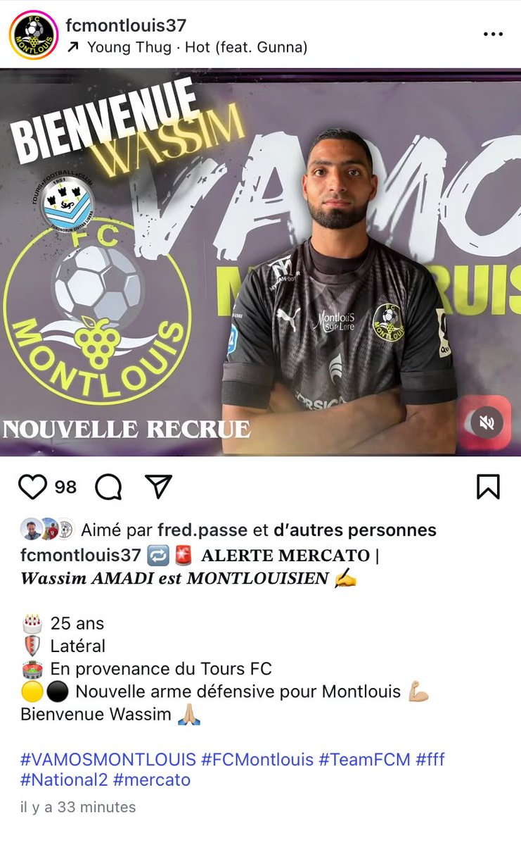 ToursFC1983's tweet photo. @benjam_hrmt en fin limier du foot tourangeau nous dégotte le 4eme club de Wissam Amadi cet été. Ex du @ToursFC . Top 5 pour FC Montlouis, annoncé en juillet et confirmé. https://t.co/Wk5BVjH6dW