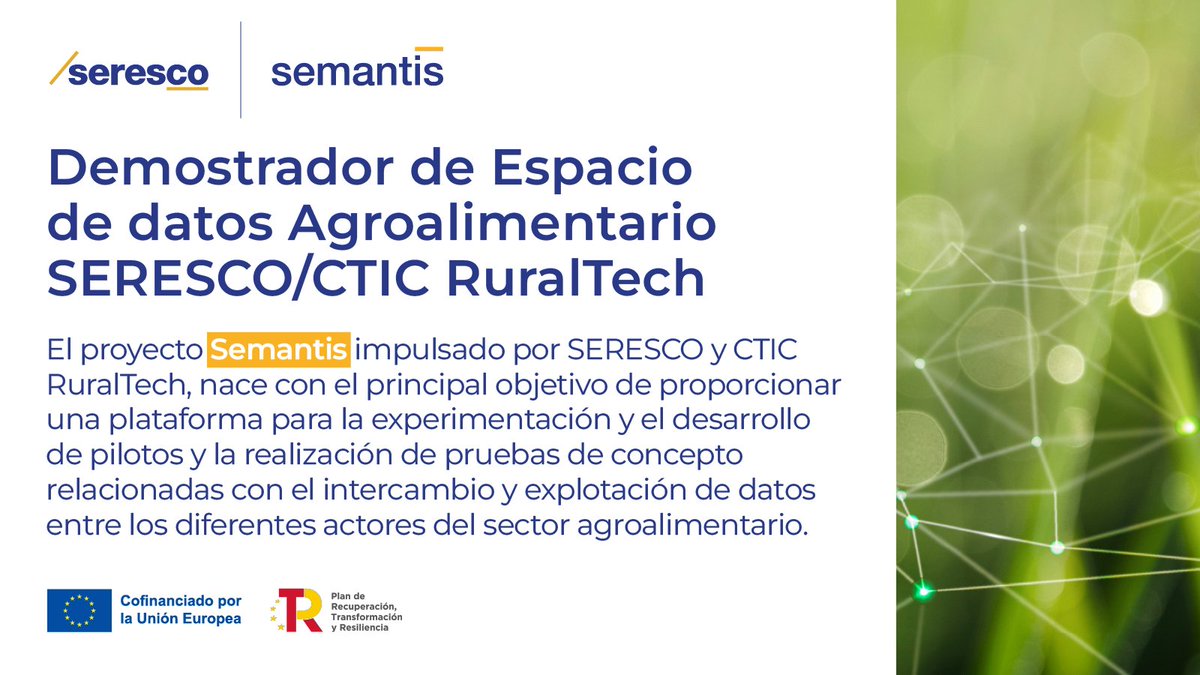 ¿Conoces nuestro proyecto #Semantis? 🙂

Impulsado por <a href="/seresco/">Seresco</a> y #CTICRuralTech, proporcionará un entorno para el intercambio de información entre los diferentes actores de la industria agroalimentaria 👥#ED #EspacioDeDatos

Más información aquí 👉🏽seresco.es/actualidad-not…