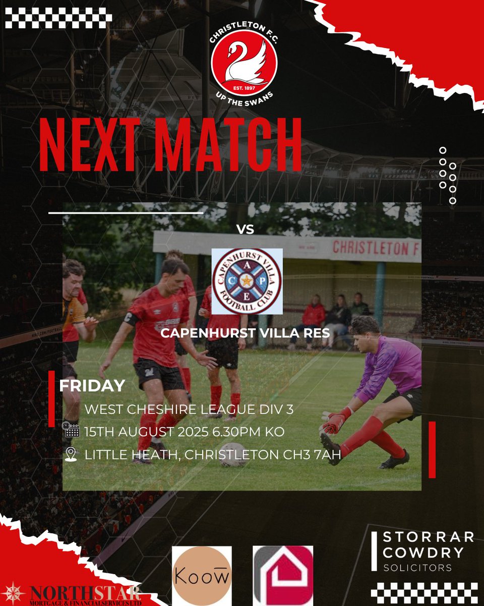 ChristletonFC (@christleton_fc) on Twitter photo ...and another. We love Friday night football at Little Heath - this Friday we host <a href="/capevillafc/">Capenhurstvillafc</a> Res - 6.30 KO. Lets get behind the Swans and pop down to #supportlocal - bar open with usual excellent hospitality
#UpTheSwans ...and another. We love Friday night football at Little Heath - this Friday we host <a href="/capevillafc/">Capenhurstvillafc</a> Res - 6.30 KO. Lets get behind the Swans and pop down to #supportlocal - bar open with usual excellent hospitality
#UpTheSwans