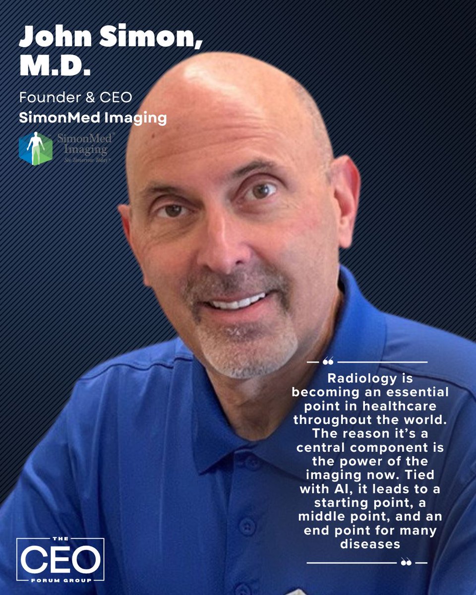 John Simon, M.D., founder and CEO of SimonMed Imaging, shares how radiology combined with AI is becoming central to healthcare worldwide, guiding the start, middle, and end of care for many diseases.
Live on our homepage now! 🎧 <a href="/SimonMedImaging/">SimonMed Imaging</a>