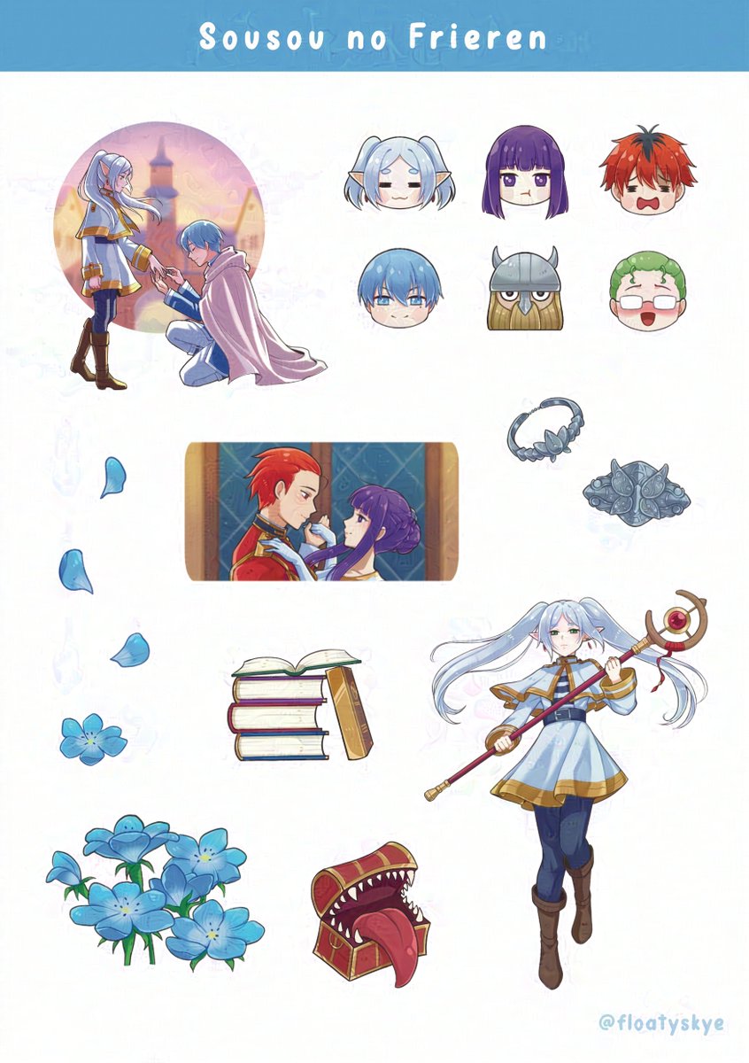 Last sticker sheet~ Frieren and pals 🥹 All these will be sold at AMG2025 btw, then they'll be on my shop after that #frieren #葬送のフリーレン
