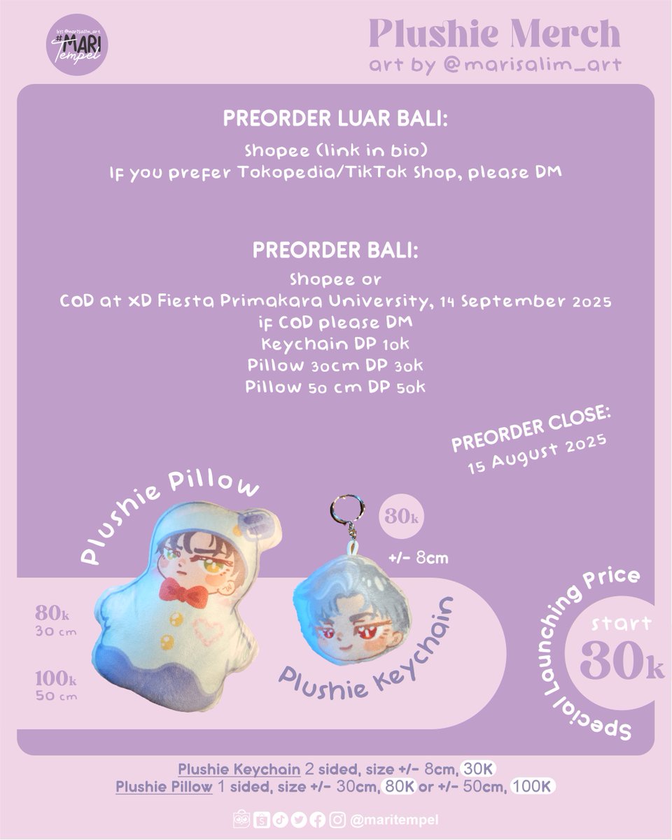 MariTempel's tweet photo. Long time no see on this app! 

Ada yang baru nih! 
Plushie pillow &amp; keychain! 
PO close: 15 August 2025 

https://t.co/fkItHEbmmW https://t.co/RqSlqCkHYS
