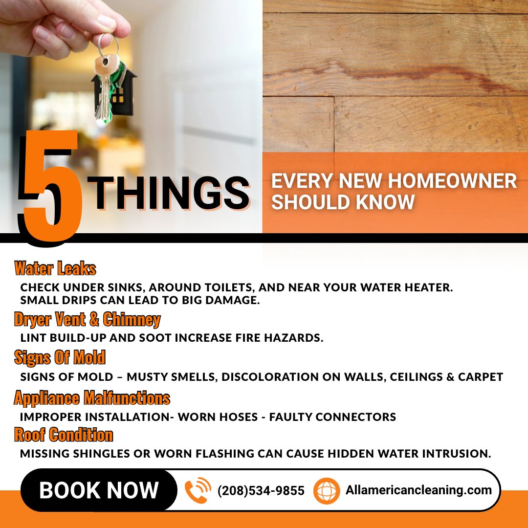 AllAmerClean's tweet photo. 🏠 New homeowner??
 Watch for these 5 red flags 🚩

SERVING SOUTHEAST IDAHO

24/7 Emergency Response 
Available (208)534-9855

#homeownertips #restorationidaho #restorationservices https://t.co/83SXF88HvE