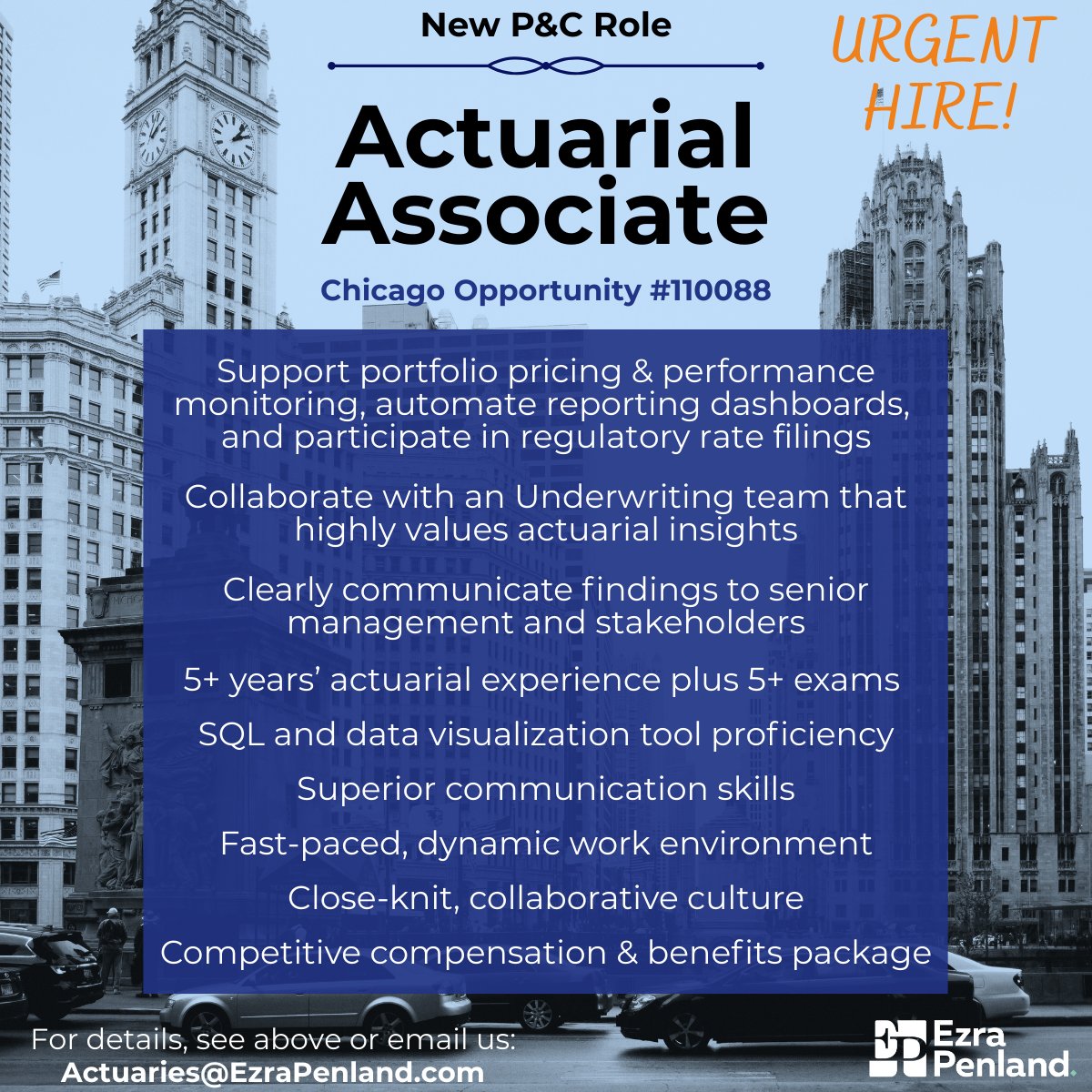 HIGH-IMPACT, hands-on Actuarial Associate opportunity to join a truly great Chicago team looking to hire top talent immediately! jobs.ezrapenland.com/jb/Actuarial-A…

#Actuary #Actuarial #CommercialLines #WorkersComp #Pricing #Reserving #Chicago #Illinois #EzraPenland #110088