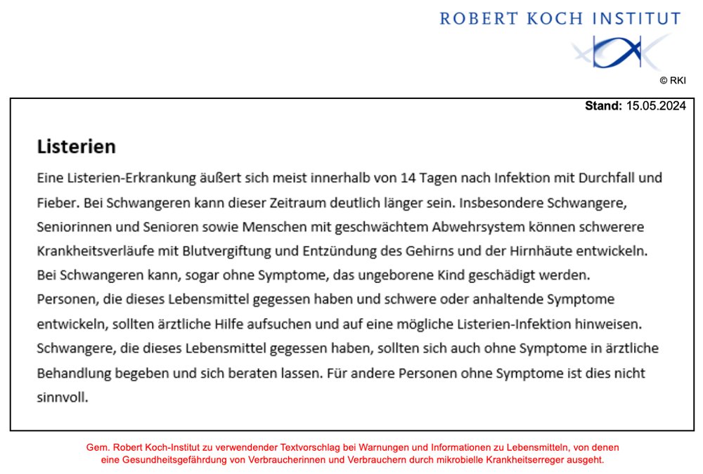 Rueckrufportal's tweet image. #RÜCKRUF | #WARNUNG | Tote und zahlreiche Erkrankte durch mit Listerien verunreinigte Käse aus Frankreich

Folgende Rückrufe gibt es derzeit in 🇫🇷:
rappel.conso.gouv.fr/categorie/64/1…
(Von einem tlw. Vertrieb auch hierzulande sollte auszugehen sein)

VORSICHT BEIM KAUF / NICHT ESSEN
