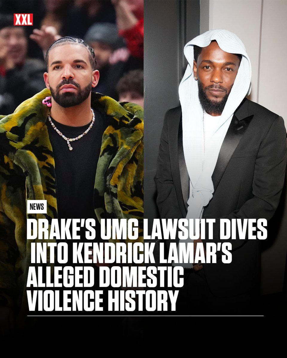 XXL's tweet image. Drake is looking to expose alleged acts of domestic violence committed by Kendrick Lamar in the defamation lawsuit against UMG.

On Tuesday (Aug. 12), Drake&apos;s legal team filed the latest motion in their federal lawsuit against the music giant over K-Dot&apos;s &quot;Not Like Us,&quot;…