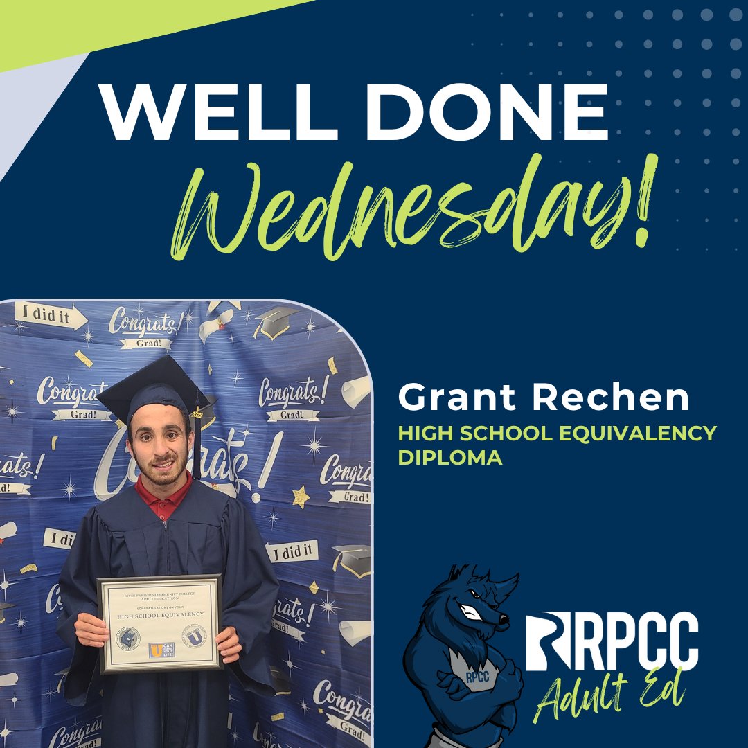 RiverParishesCC (@riverparishescc) on Twitter photo Congrats, Grant Rechen, on completing your high school equivalency! This fall, he’ll be attending RPCC to pursue his passion for Business.
Instructors: Lou Noles & Jackie Sharp
Are you next? Email workreadyu@rpcc.edu or visit rpcc.edu to start!
#RPCC #AdultEd Congrats, Grant Rechen, on completing your high school equivalency! This fall, he’ll be attending RPCC to pursue his passion for Business.
Instructors: Lou Noles & Jackie Sharp
Are you next? Email workreadyu@rpcc.edu or visit rpcc.edu to start!
#RPCC #AdultEd