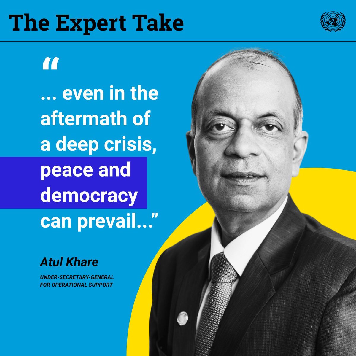 United Nations Geneva (@ungeneva) on Twitter photo “Peace & democracy can prevail as long as there's a strong, courageous local leadership, int. solidarity… and a Security Council who is willing to act with unity & resolve”
Atul Khare, a <a href="/UN/">United Nations</a> veteran, on the importance of #multilateralism & 🌐solidarity: buff.ly/CIMGfxj “Peace & democracy can prevail as long as there's a strong, courageous local leadership, int. solidarity… and a Security Council who is willing to act with unity & resolve”
Atul Khare, a <a href="/UN/">United Nations</a> veteran, on the importance of #multilateralism & 🌐solidarity: buff.ly/CIMGfxj