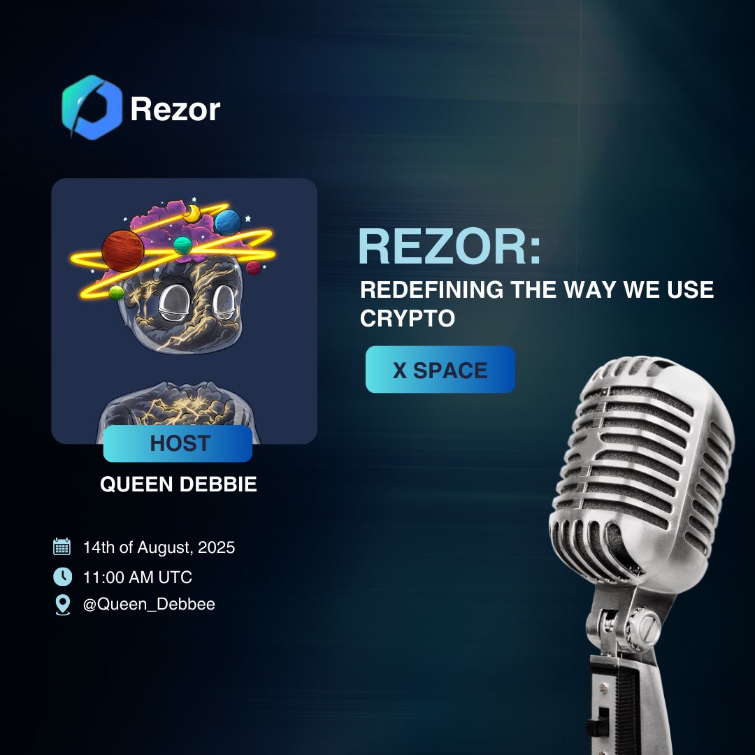 Queen_Debbee's tweet photo. Crypto doesn’t have to feel like a Rubik’s cube🧩
This Thursday, let’s talk about how @Rezor_Official is making crypto simple, usable, and actually fun.🤩 

🕒 Time: 11:00 AM UTC
🎙️ Rezor: Redefining the Way We Use Crypto

Set reminder👉 https://t.co/HcMO0kwMuk
#Rezor #Web3Spaces https://t.co/ipqVHGEVd3