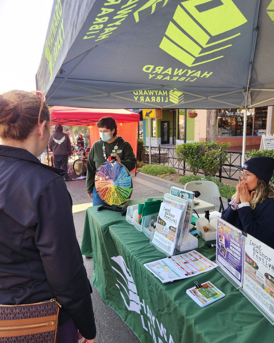 Find the Hayward Public Library booth and stop by to say 'hi' at the Downtown Hayward's August Street Party on Thursday, August 21 from 5pm-9pm. Spin the wheel, answer some Hayward/Library trivia, and win a prize! 

hayward-ca.gov/community-even…