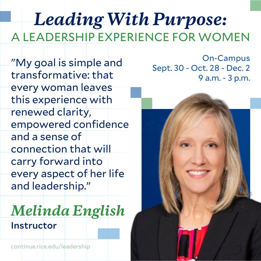 ContinueRice's tweet image. Step into your leadership potential. @RiceUniversity's Leading with Purpose program empowers women to lead with clarity, confidence and authenticity. Learn more: hubs.la/Q03C9dXb0 #womenleadership #leadershipcourse #ricecontinuingstudies