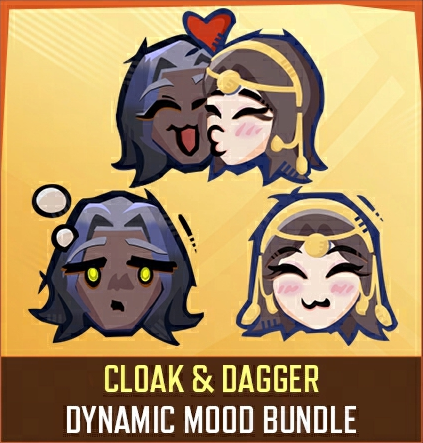 ‼️ CLOAK &amp; DAGGER MOOD + EMOJI BUNDLES

The patch notes for tomorrow's update revealed that Polarity Bond-themed emoji and dynamic mood bundles are also coming to the #MarvelRivals in-game store tomorrow at 10:00 PM EDT. Both are expected to be priced at 600 Units each.