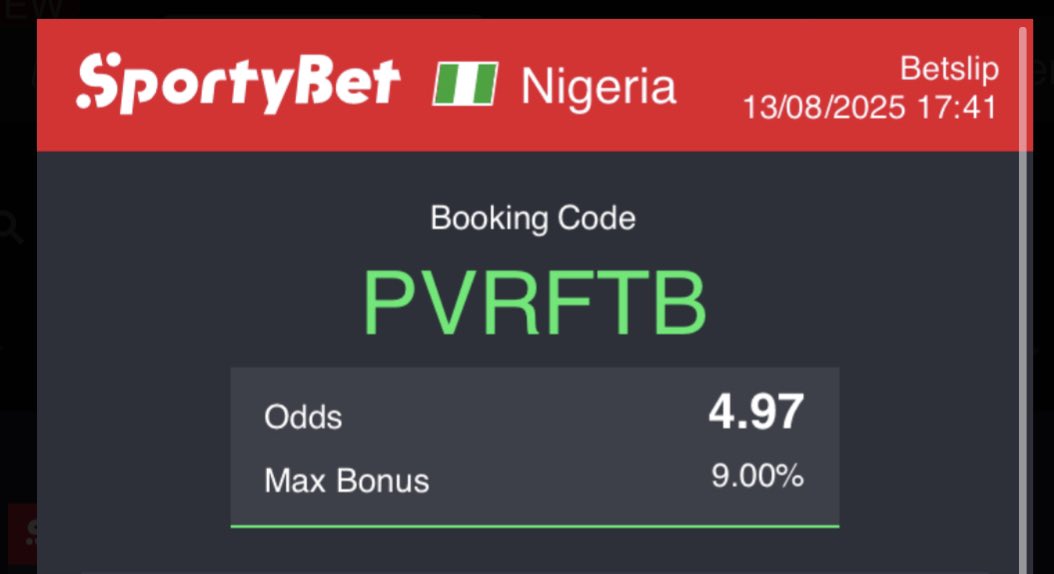 BatPredictions's tweet image. A simple 4 odds could you 400K today! If you close eyes Stake am with 100K. No dull am @SportyBet @SportyBetNG @officialnairam1 @ubifranklin1 @burnaboy @wizkidayo @Cristiano @Messi