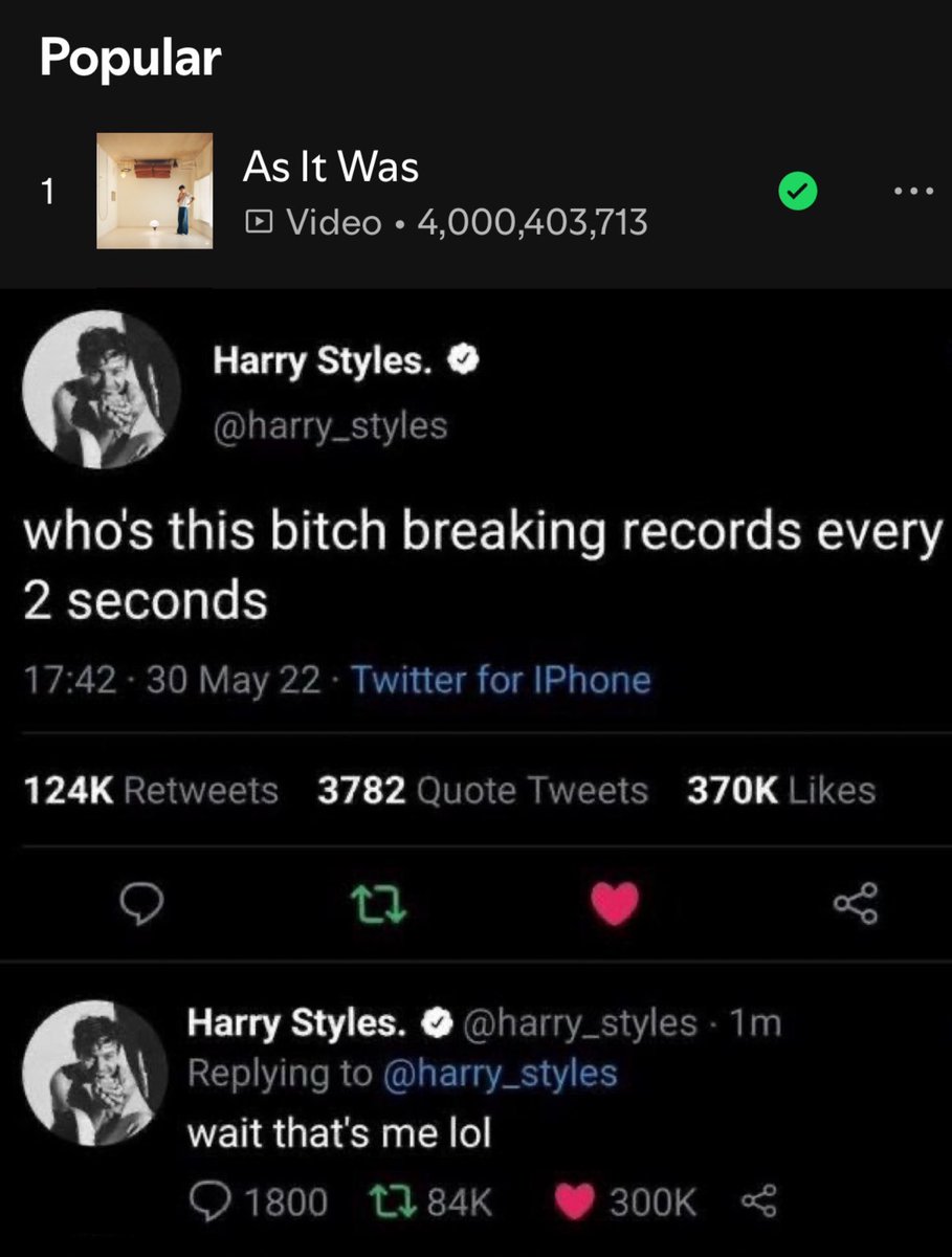 AS IT WAS 4 BILLION CLUB AS THE FASTEST SONG TO DO SO🕺