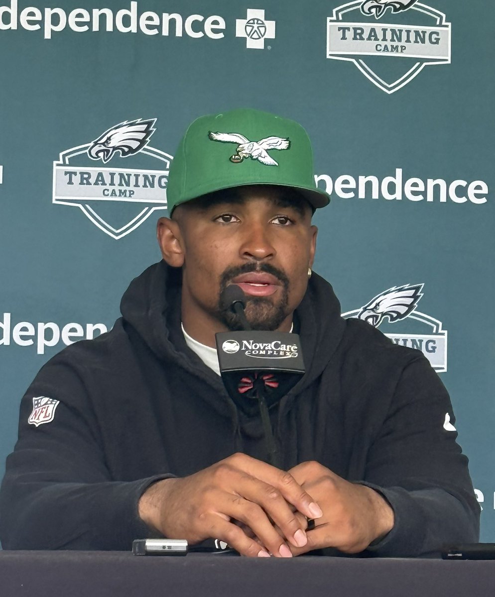 Jalen Hurts on whether the Super Bowl made him more confident: “Yeah. When you get a promotion, do you think you're more confident? ...You chase a dream, and everybody's dream is to do it, and once you know you can, it brings a sense of assurance that you can. ...It's a matter