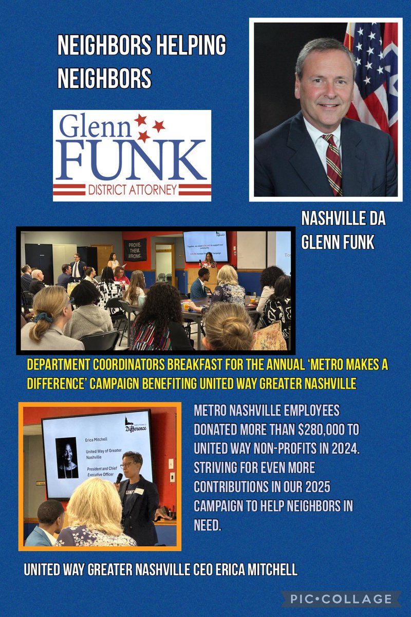 The Nashville DA’s Office is proud to once again take part in the annual ‘Metro Makes A Difference’ campaign.  Nashville metro employees, including many in our office, donated to more than 300 non-profits last year.   Ready again to help in 2025. <a href="/UnitedWay/">United Way</a>