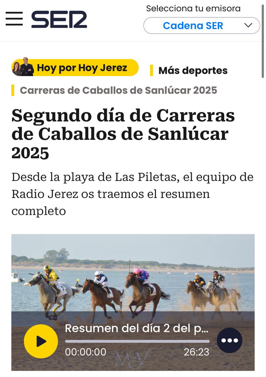 mariaortvic's tweet photo. Y por supuesto, no puedo olvidarme de mencionar que durante este primer ciclo de  #carrerassanlúcar , también he estado otro año más como fotógrafa para @La_SER , en su edición @RadiojerezSer , junto al compi @chamizo_garcia1 a los micros 🎙️ 

¡Vamos a por el segundo ciclo! 📸🏇 https://t.co/kxFHe9Hk09