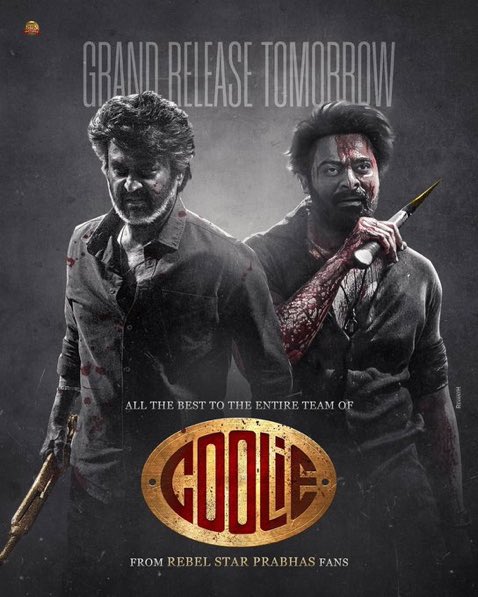 Mumbai Prabhas Fan Army (@only_prabhasfan) on Twitter photo 50 Years of Thalaivar Magic on big
Congratulations to Superstar Rajinikanth on completing an iconic 50 years in the film industry a journey filled with unmatched charisma, blockbuster moments, and timeless inspiration <a href="/Dir_Lokesh/">Lokesh Kanagaraj</a>
From #Prabhas fans
#50YearsOfRajinikanth #Coolie 50 Years of Thalaivar Magic on big
Congratulations to Superstar Rajinikanth on completing an iconic 50 years in the film industry a journey filled with unmatched charisma, blockbuster moments, and timeless inspiration <a href="/Dir_Lokesh/">Lokesh Kanagaraj</a>
From #Prabhas fans
#50YearsOfRajinikanth #Coolie